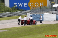 Svenskt Sportvagnsmeeting på Ring Knutstorp.
Blandat väder med sol, regnskurar och åska.